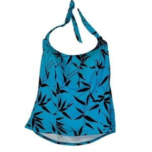 Miraclesuit Tankini Top Swimwear Padded Teal Black Halter Women US 16 Underwire
